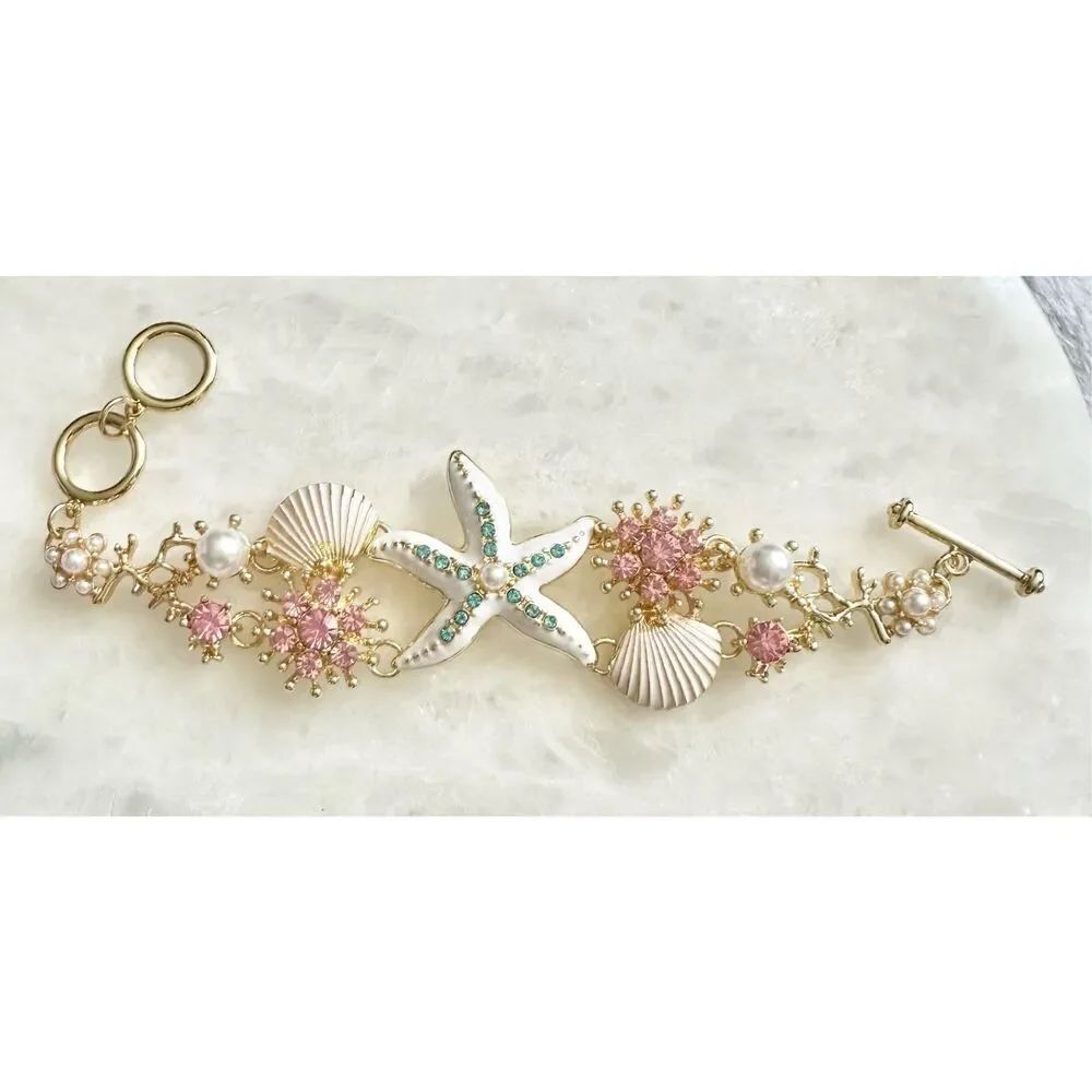 Summertime white starfish multicolor bracelet
